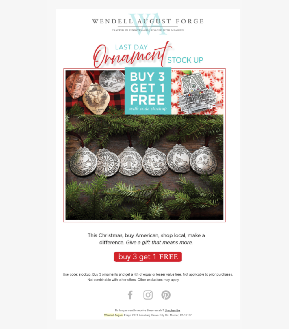 Christmas BOGO email marketing