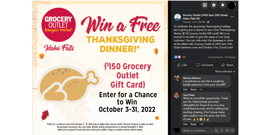 Grocery Outlet - Thanksgiving Social Media Contest