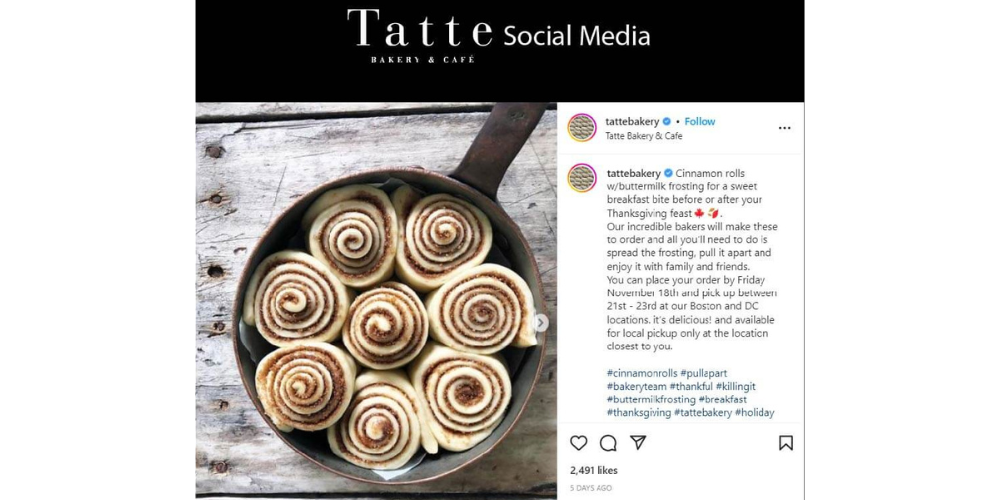 Tatte Bakery & Cafe - Thanksgiving Social Media Post