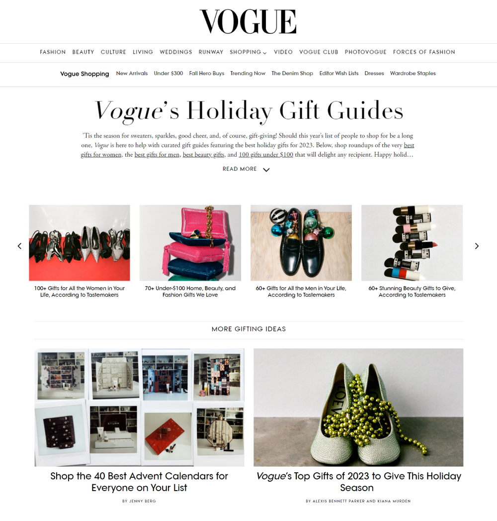 Vogue's holiday gift guides