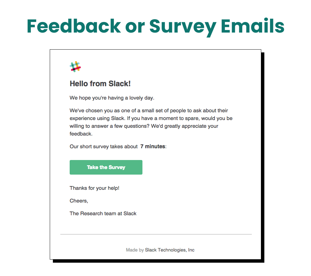 feedback or survey emails