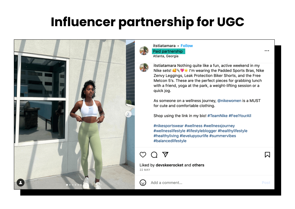 Influencer partnership for UGC