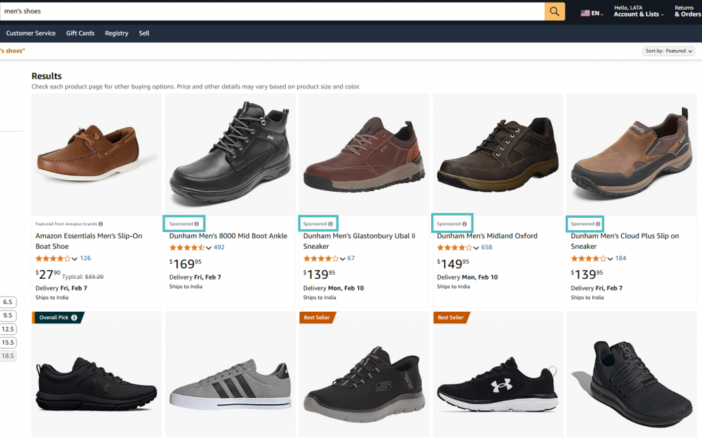 sponsored ads products on Amazon marketplace